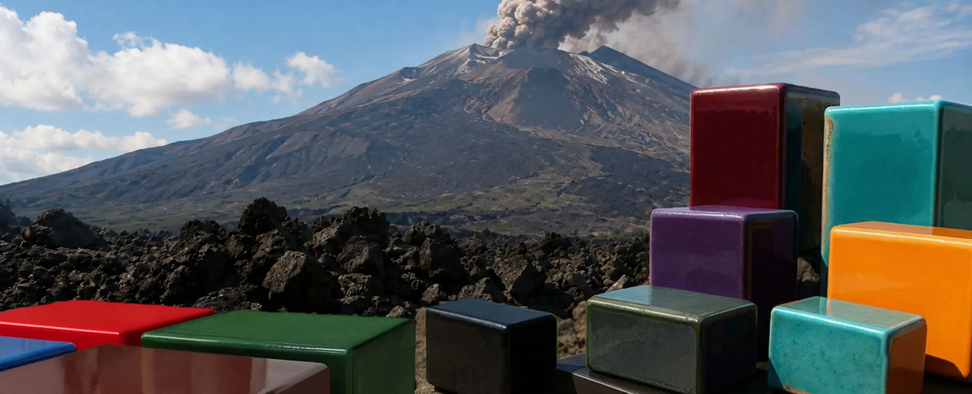 Volcano with ceramic-coated lava stone Image of a volcano with ceramic-coated lava stone details